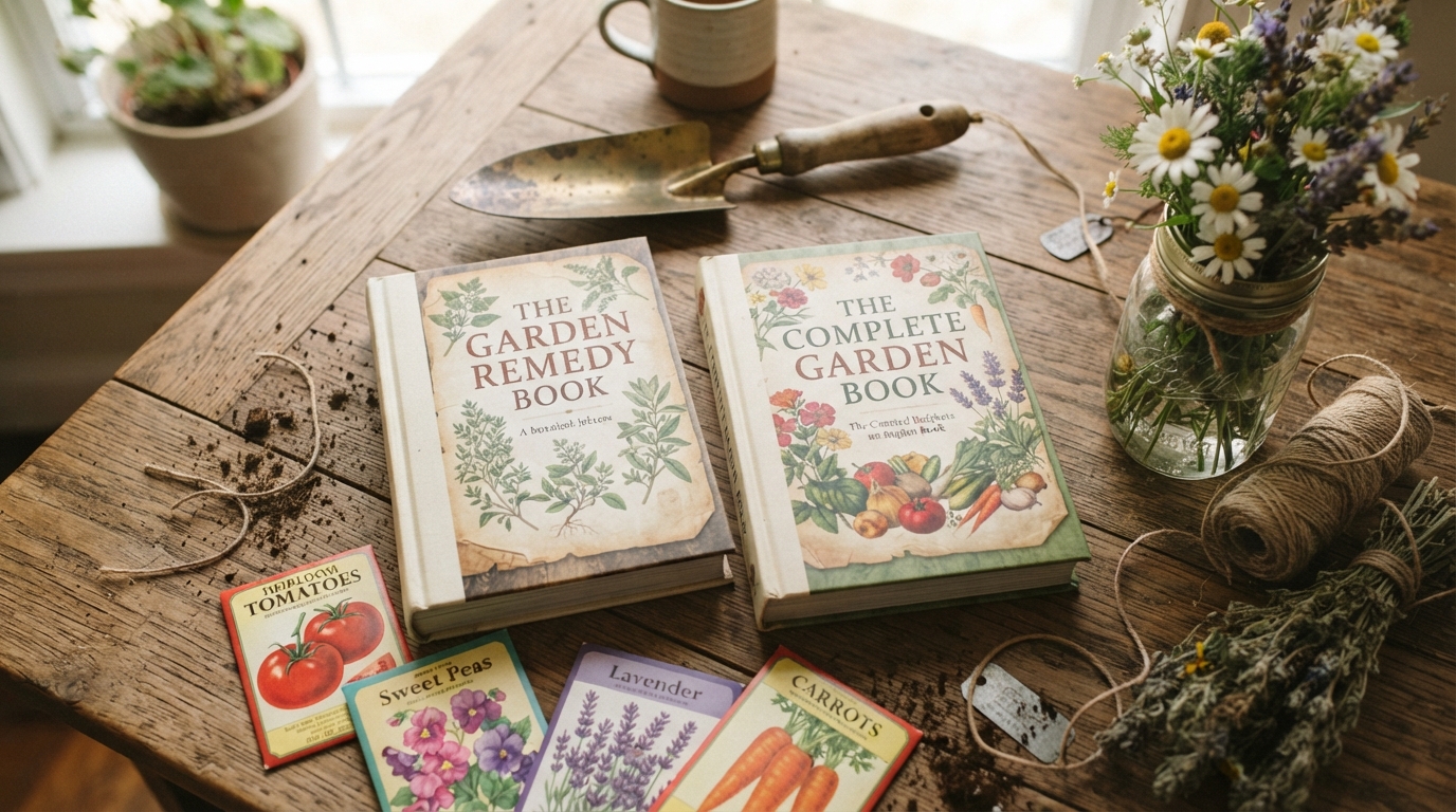 Both books together, The Garden Remedy Book and The Complete Garden Book